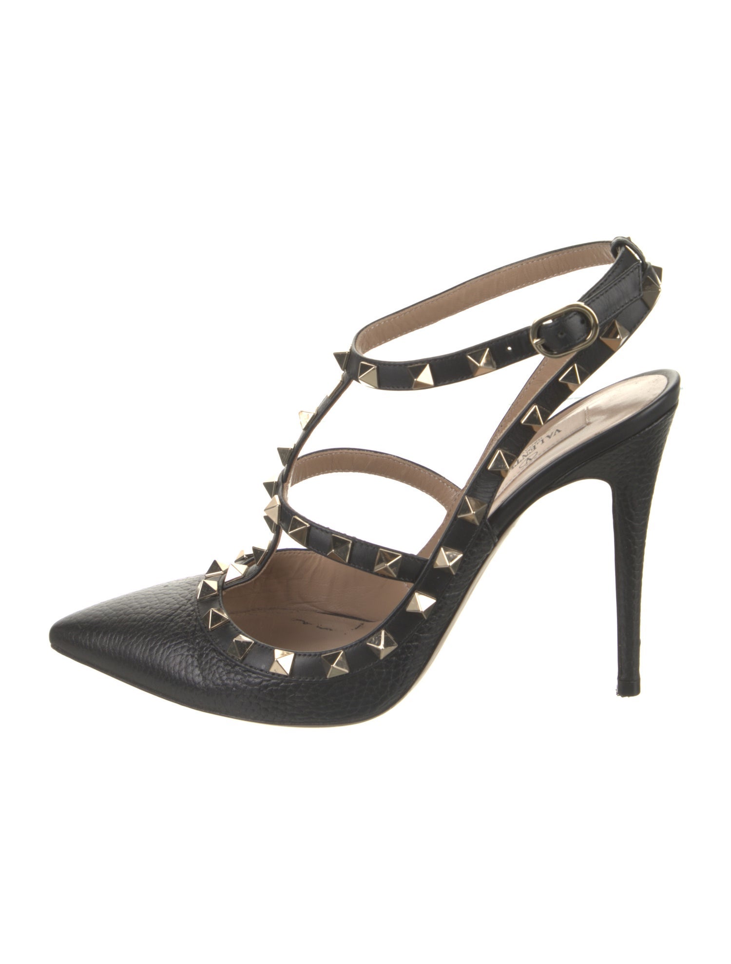 Valentino Rockstud Accents Leather T-Strap Pumps