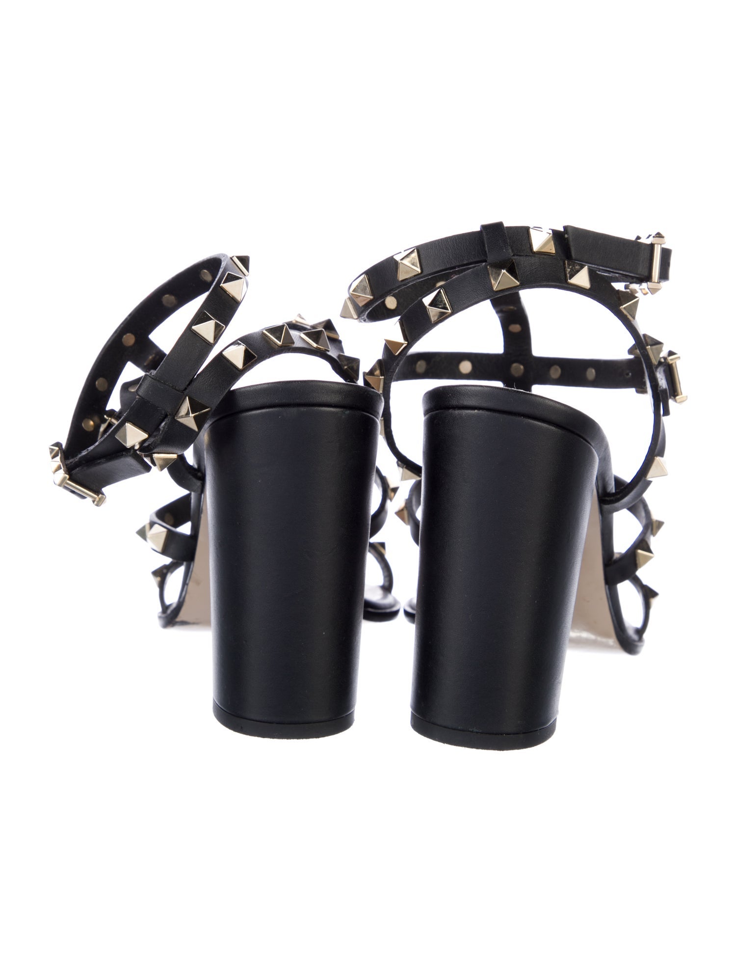 Valentino Rockstud Accents Leather T-Strap Sandals