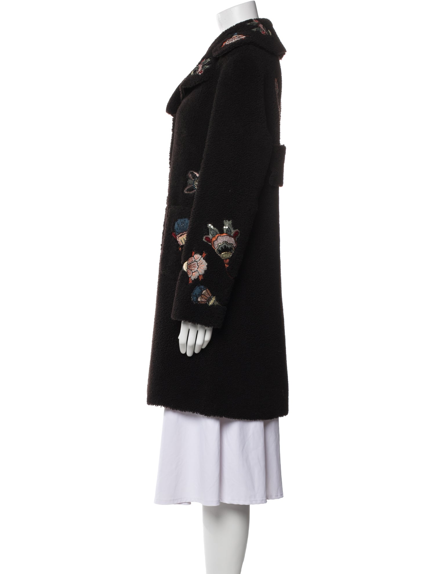 Valentino Calf Leather Printed Fur Coat