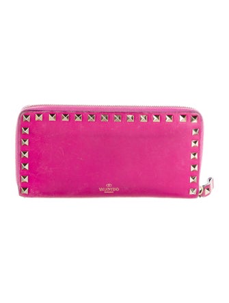 Valentino Rockstud Accents Leather Continental Wallet
