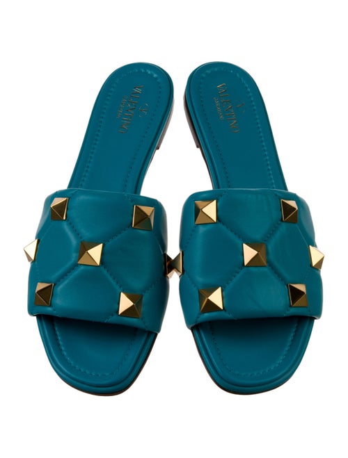 Valentino Rockstud Accents Leather Slides