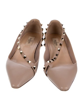 Valentino Rockstud Accents Leather Ballet Flats