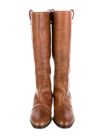 Valentino Rockstud Accents Leather Riding Boots