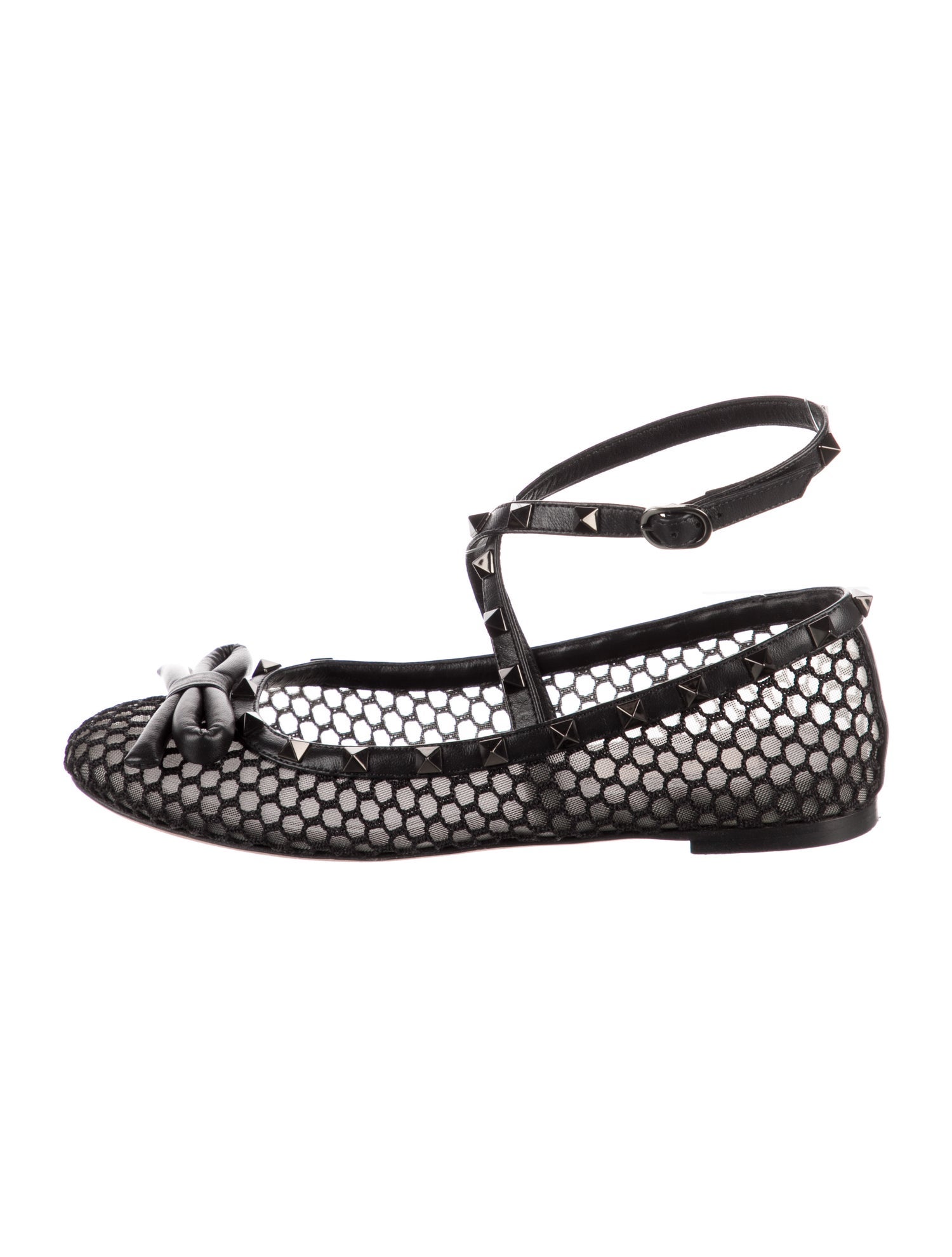 Valentino Rockstud Accents Mesh Flats