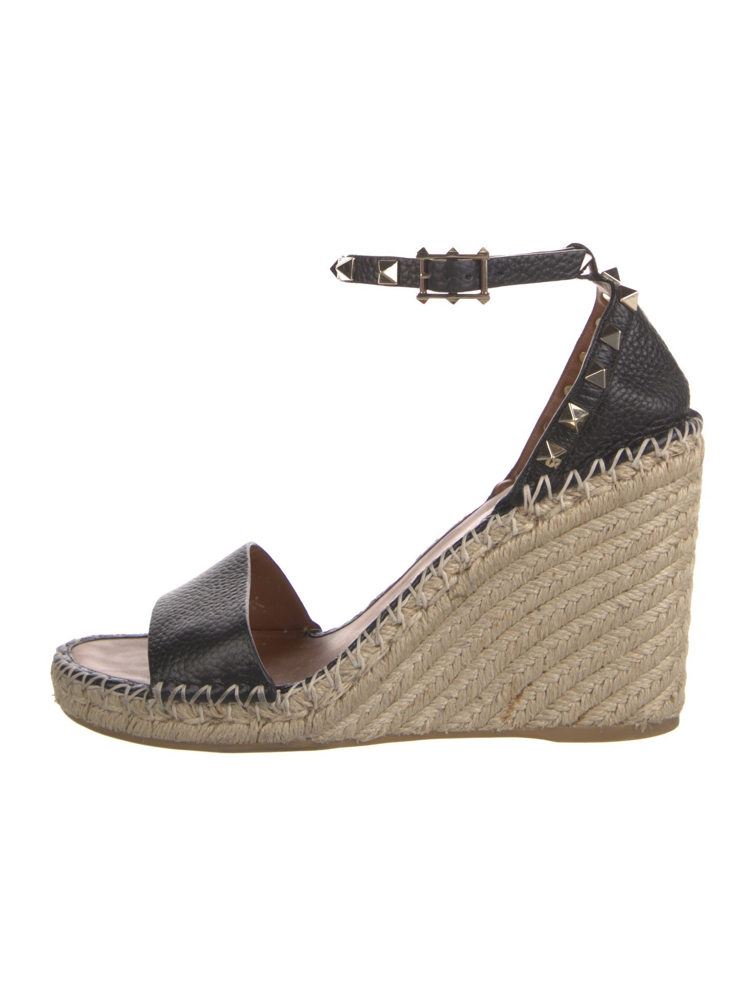 Valentino Rockstud Accents Leather Espadrilles