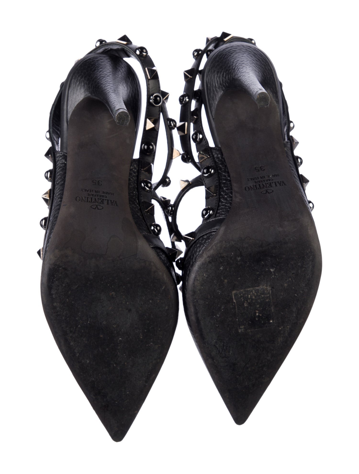 Valentino Rockstud Accents Leather T-Strap Pumps