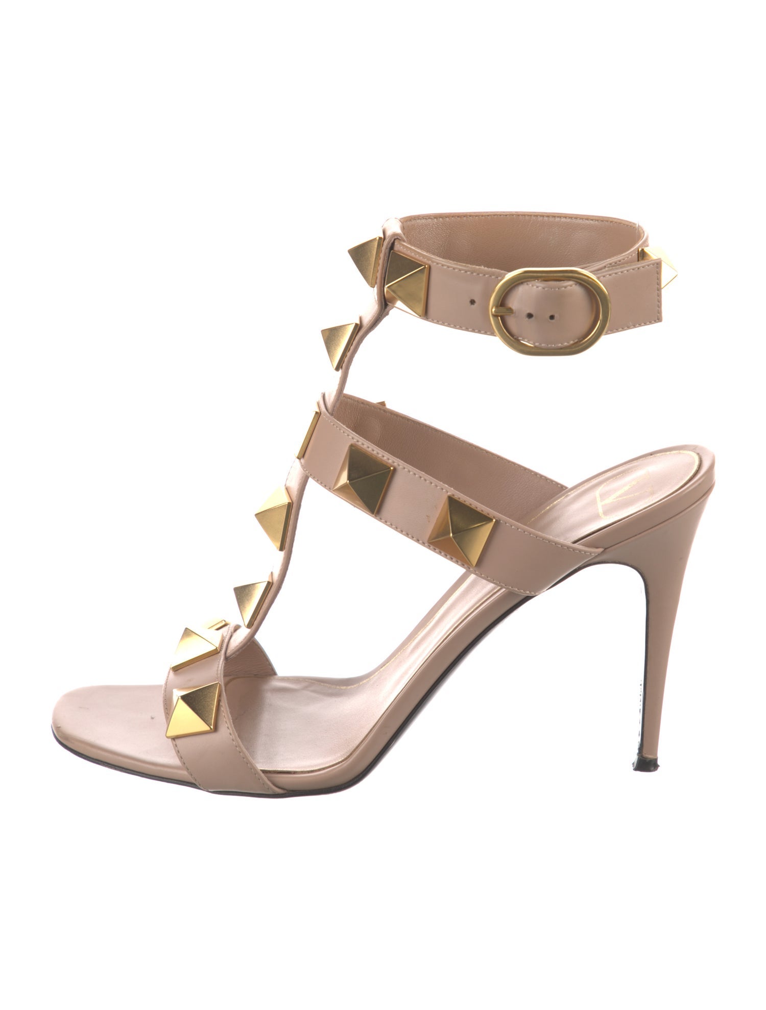 Valentino Rockstud Accents Leather T-Strap Sandals