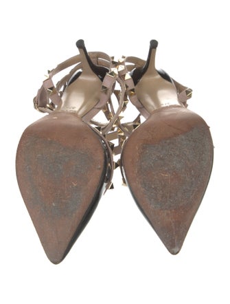 Valentino Rockstud Accents Patent Leather T-Strap Pumps