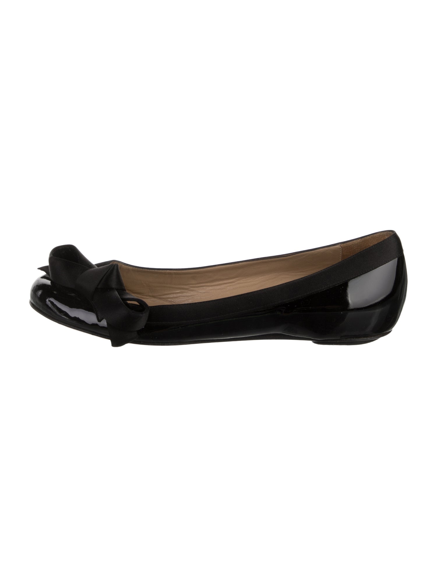 Valentino Patent Leather Bow Accents Flats