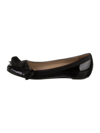 Valentino Patent Leather Bow Accents Flats