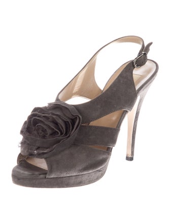 Valentino Suede Animal Print Slingback Pumps