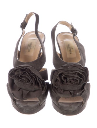 Valentino Suede Animal Print Slingback Pumps