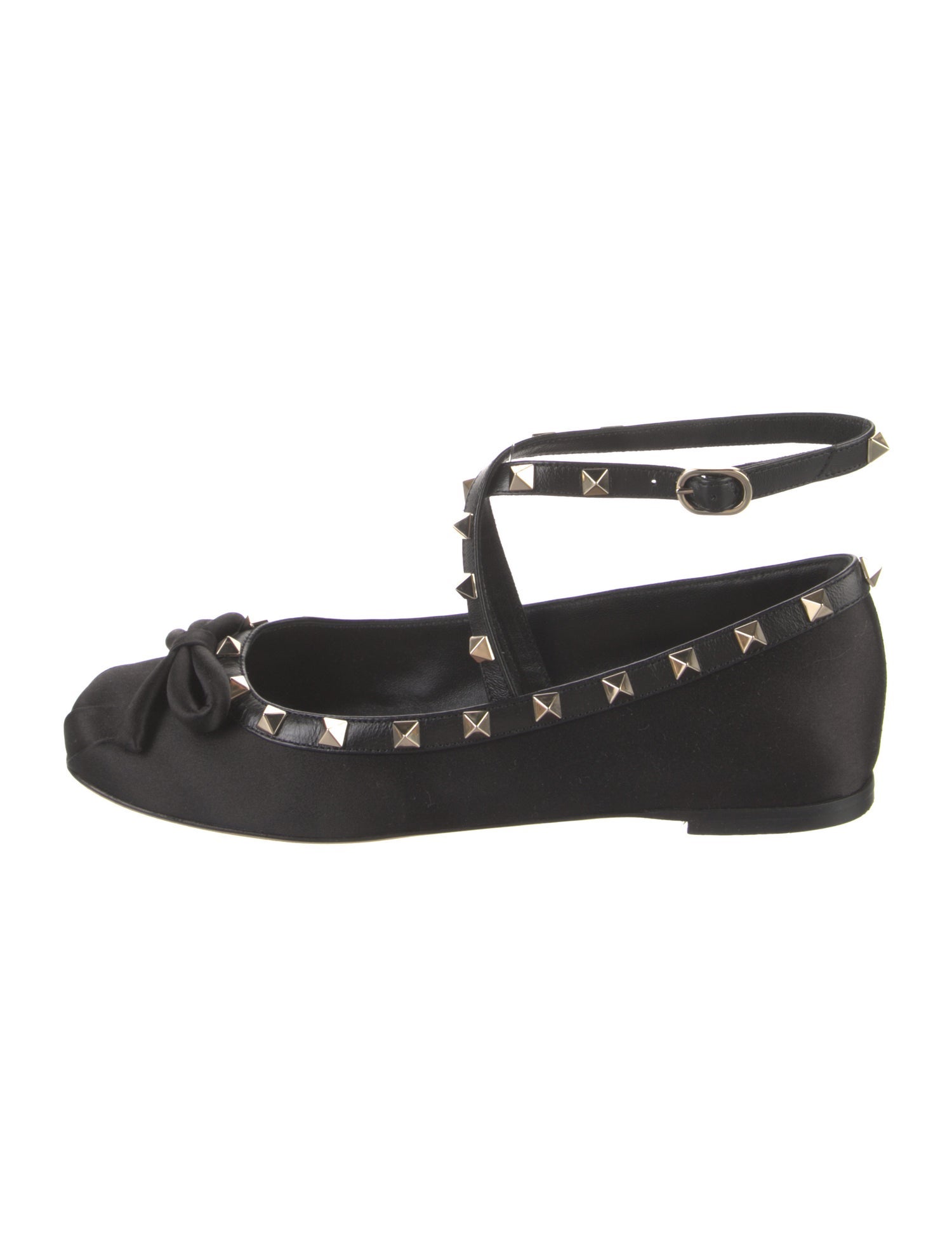 Valentino Rockstud Accents Satin Ballet Flats