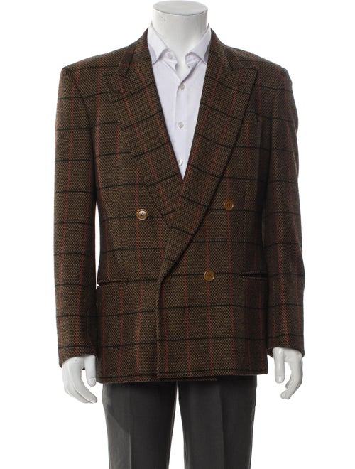 Valentino Wool Plaid Print Blazer