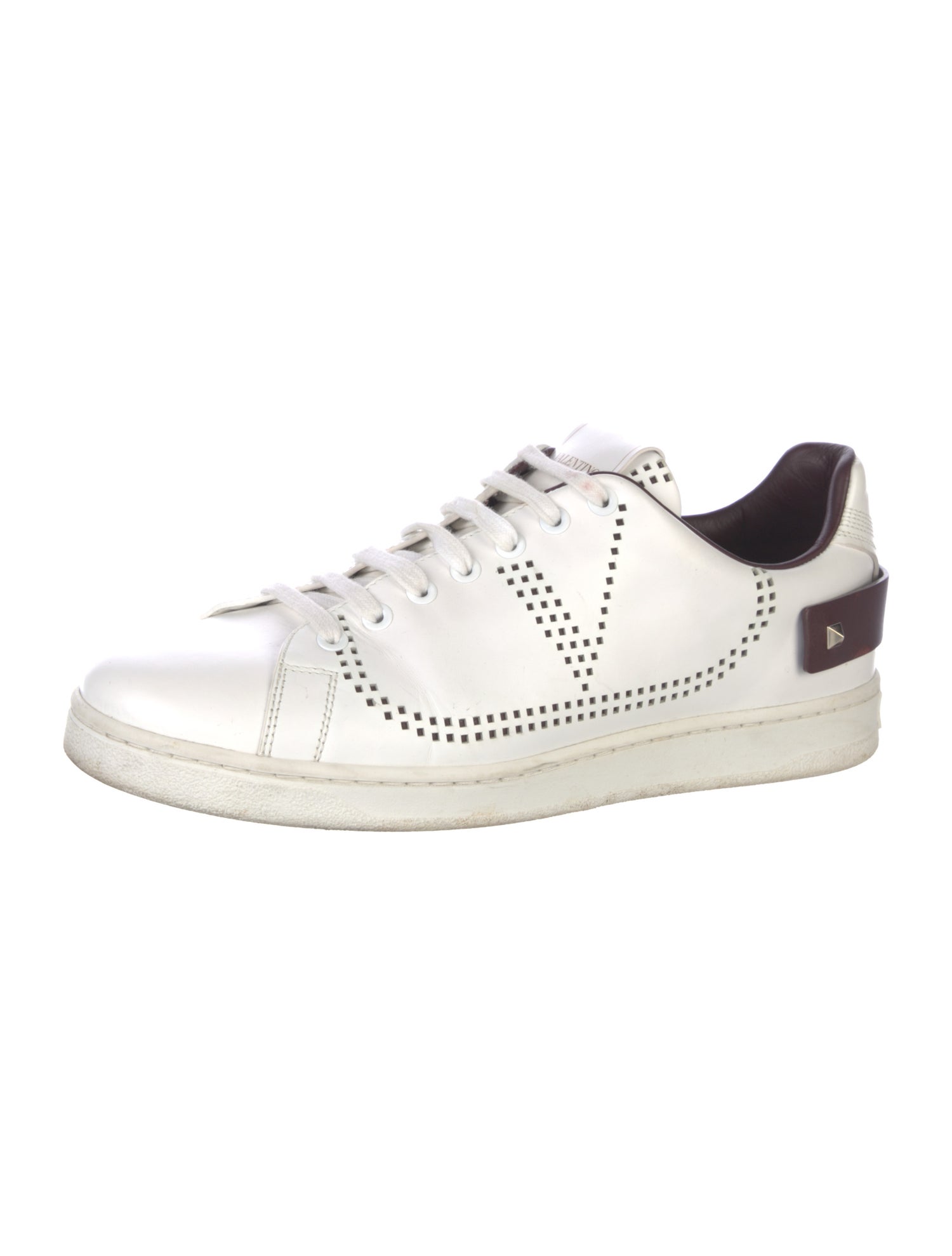 Valentino Rockstud Accents Leather Sneakers