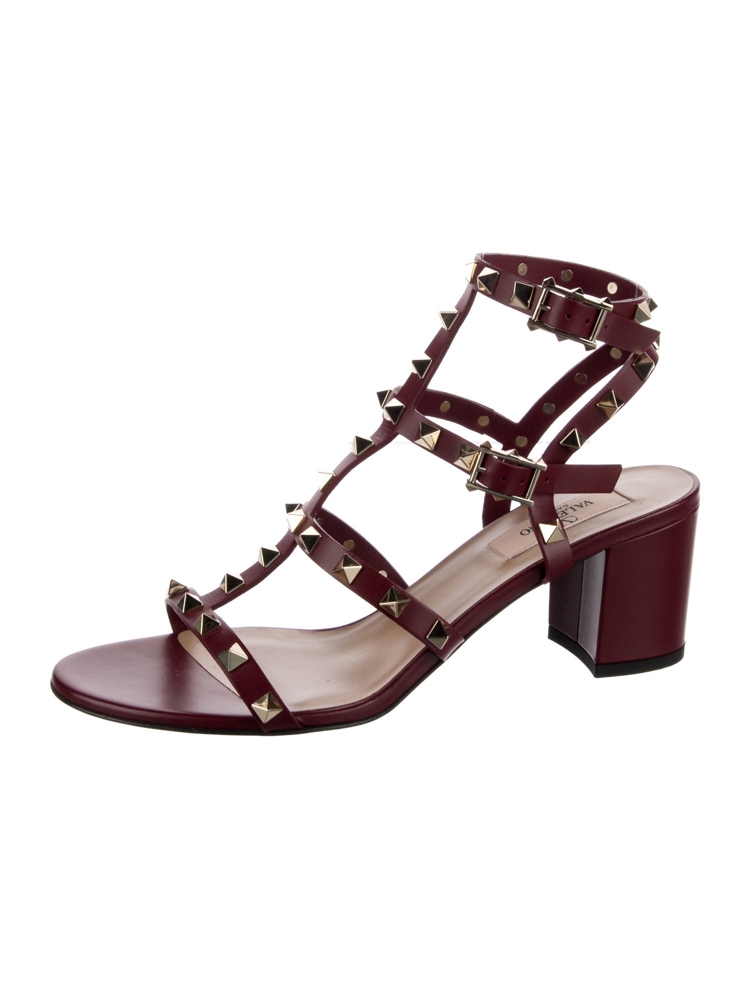 Valentino Rockstud Accents Leather Gladiator Sandals