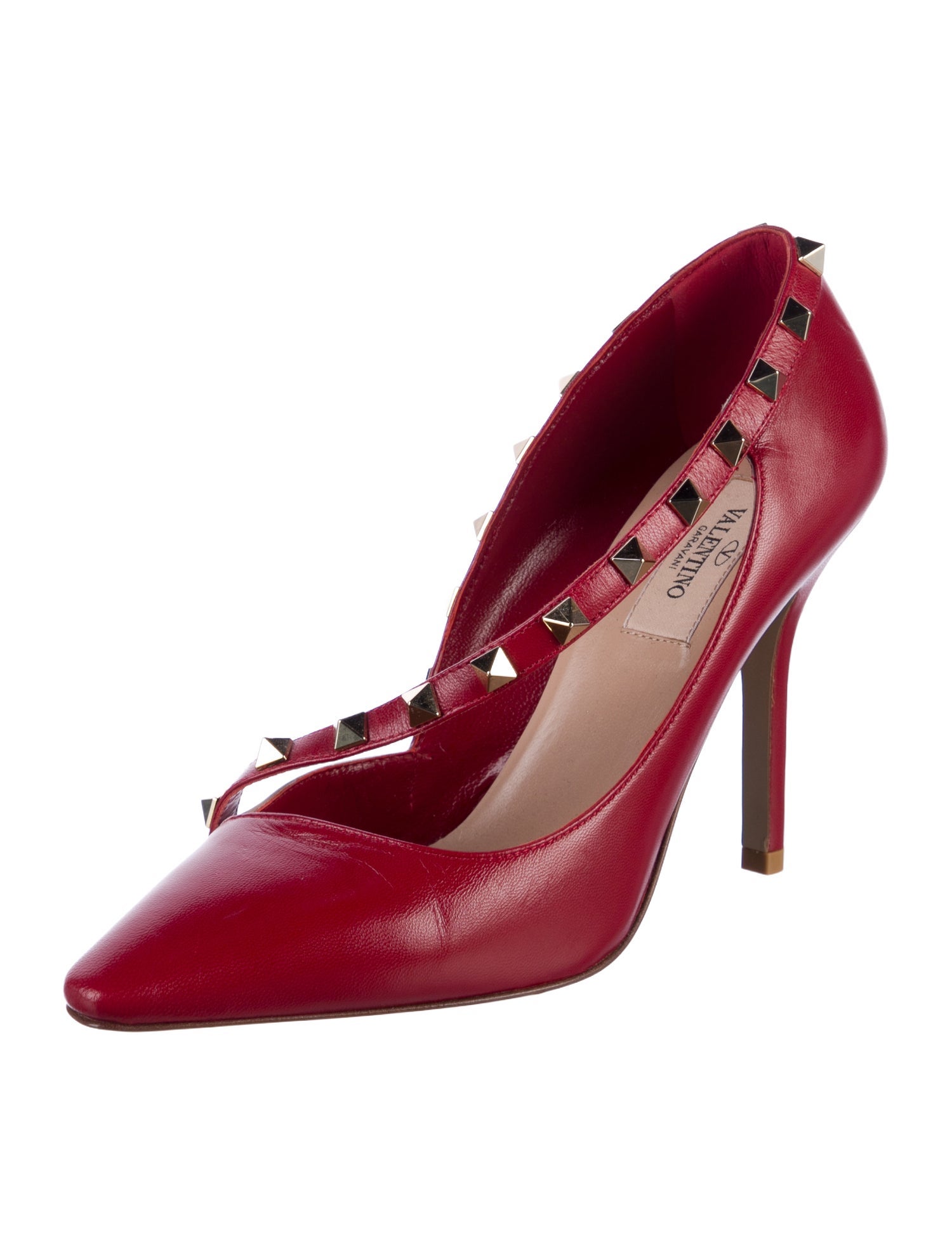 Valentino Rockstud Accents Leather T-Strap Pumps