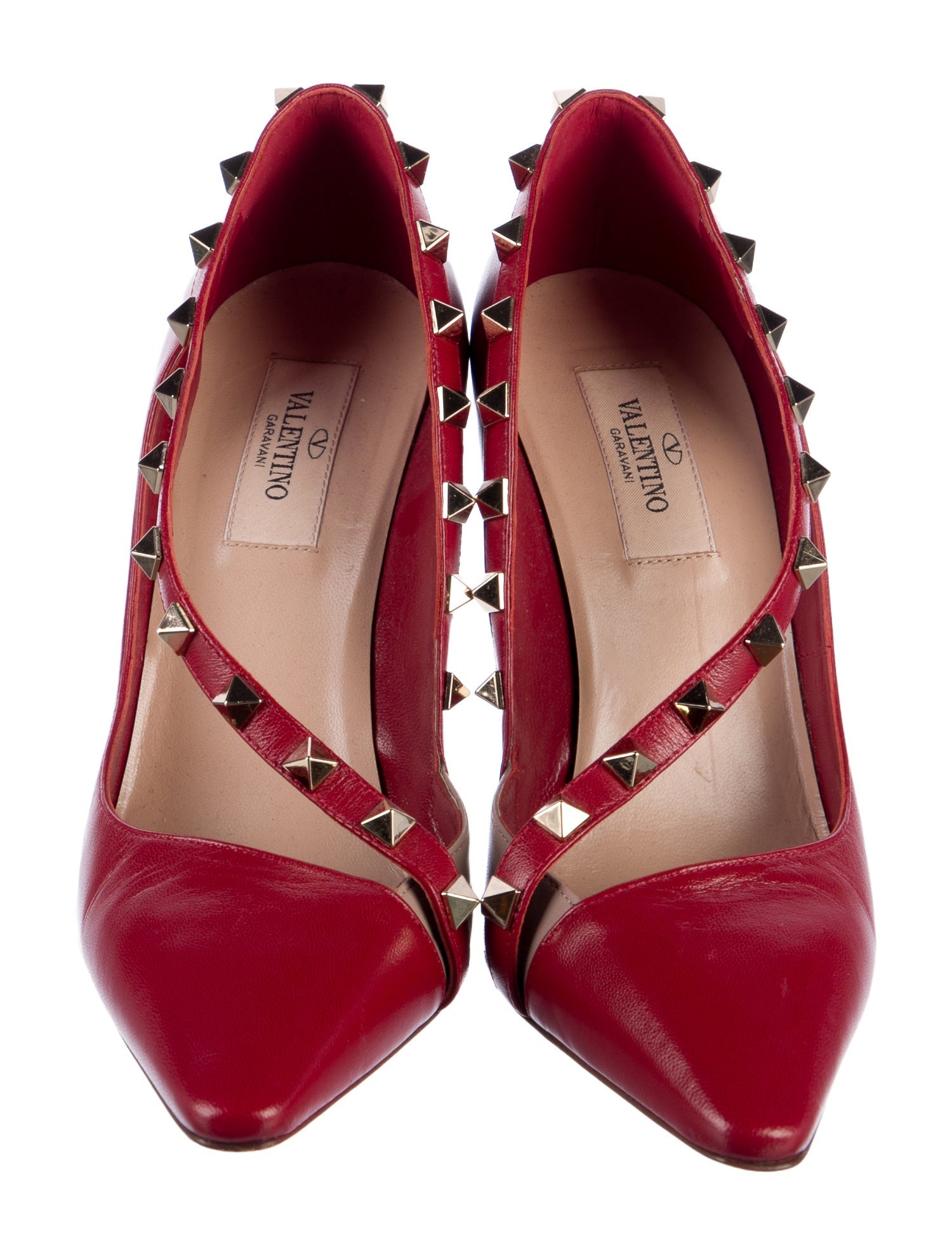Valentino Rockstud Accents Leather T-Strap Pumps