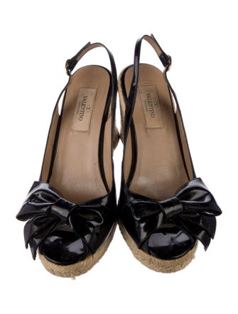 Valentino Patent Leather Bow Accents Slingback Pumps