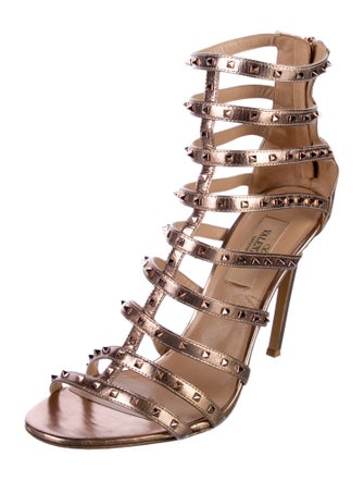 Valentino Rockstud Accents Leather Gladiator Sandals