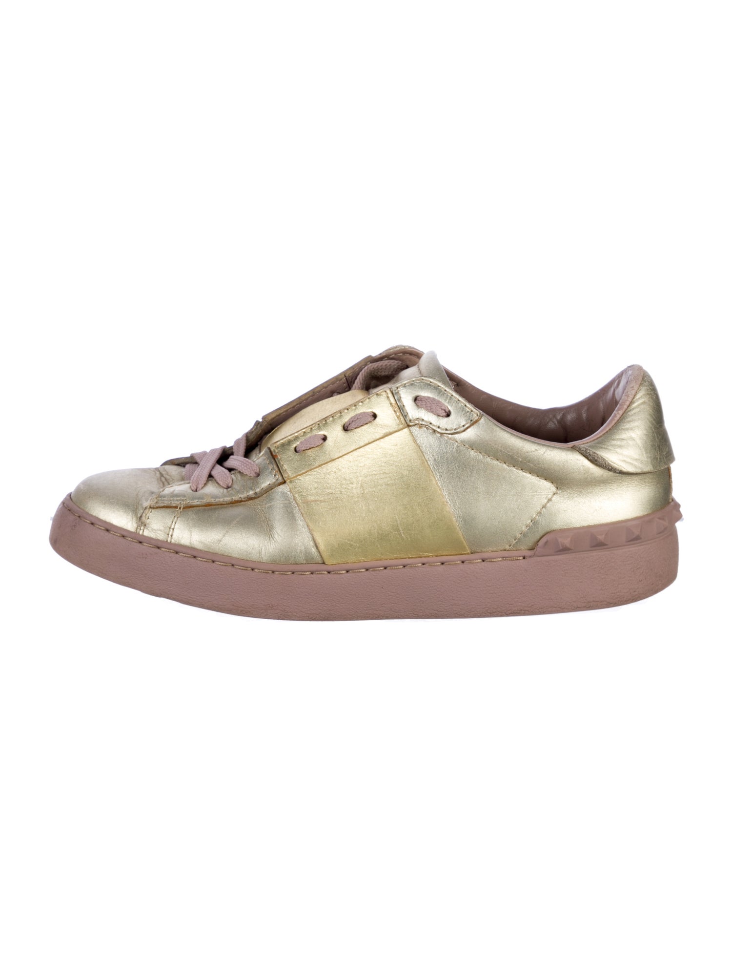 Valentino Rockstud Accents Leather Sneakers