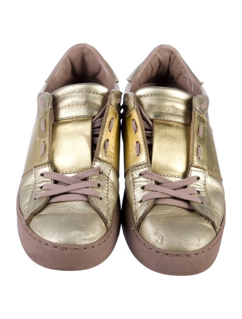 Valentino Rockstud Accents Leather Sneakers