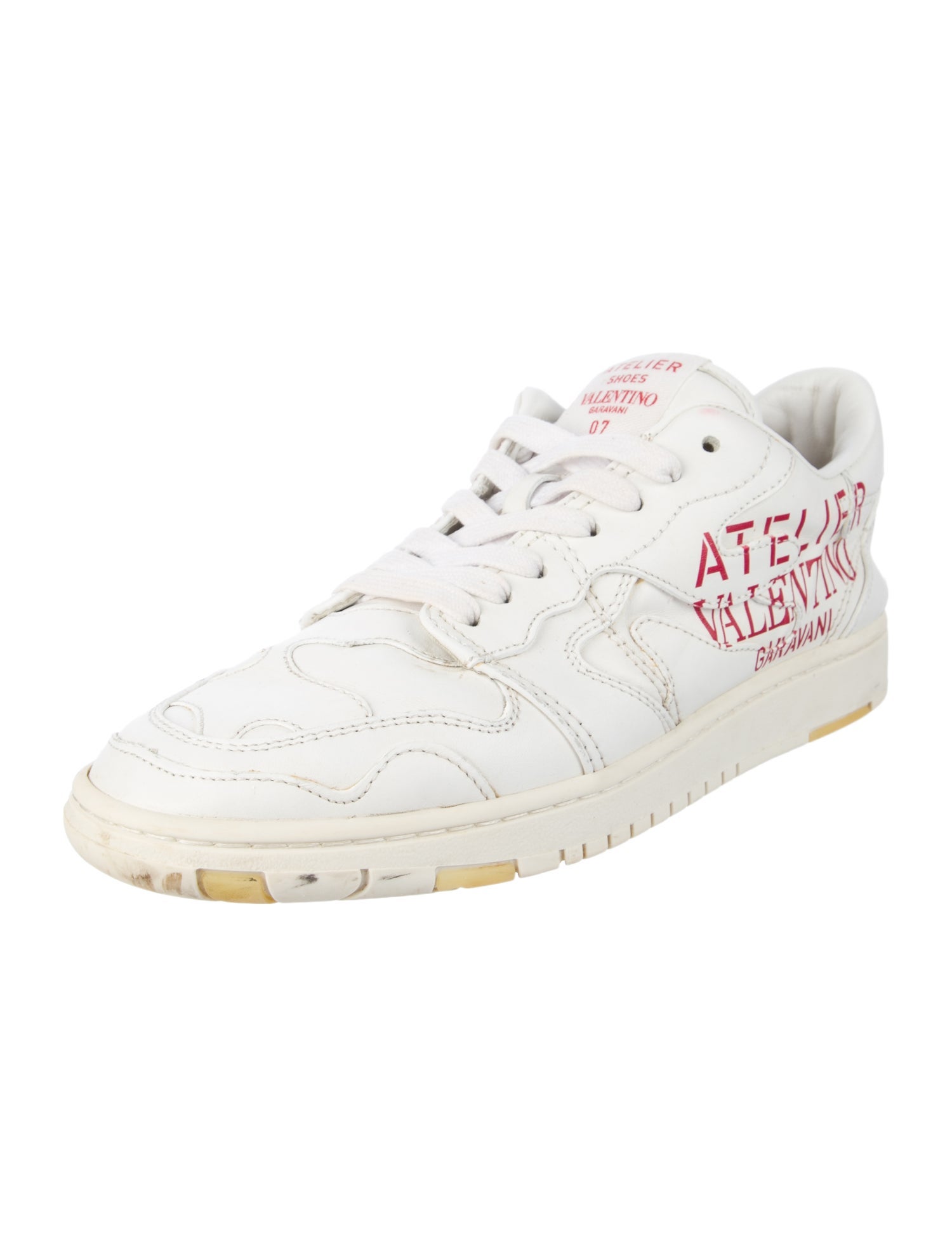 Valentino Leather Eyelet Trim Sneakers