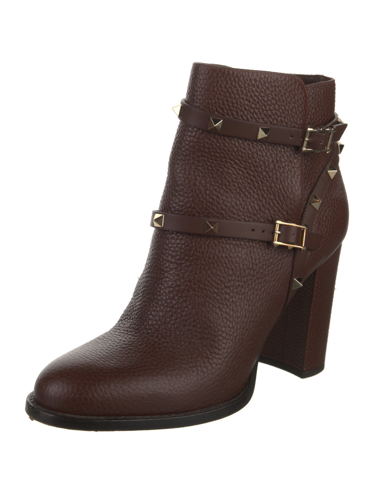 Valentino Rockstud Accents Leather Moto Boots