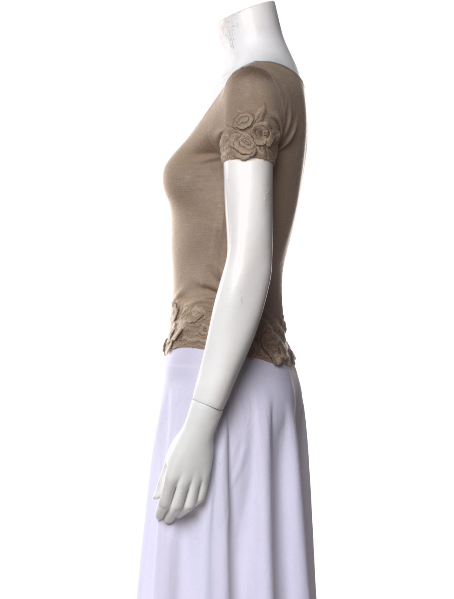 Valentino Wool Scoop Neck T-Shirt