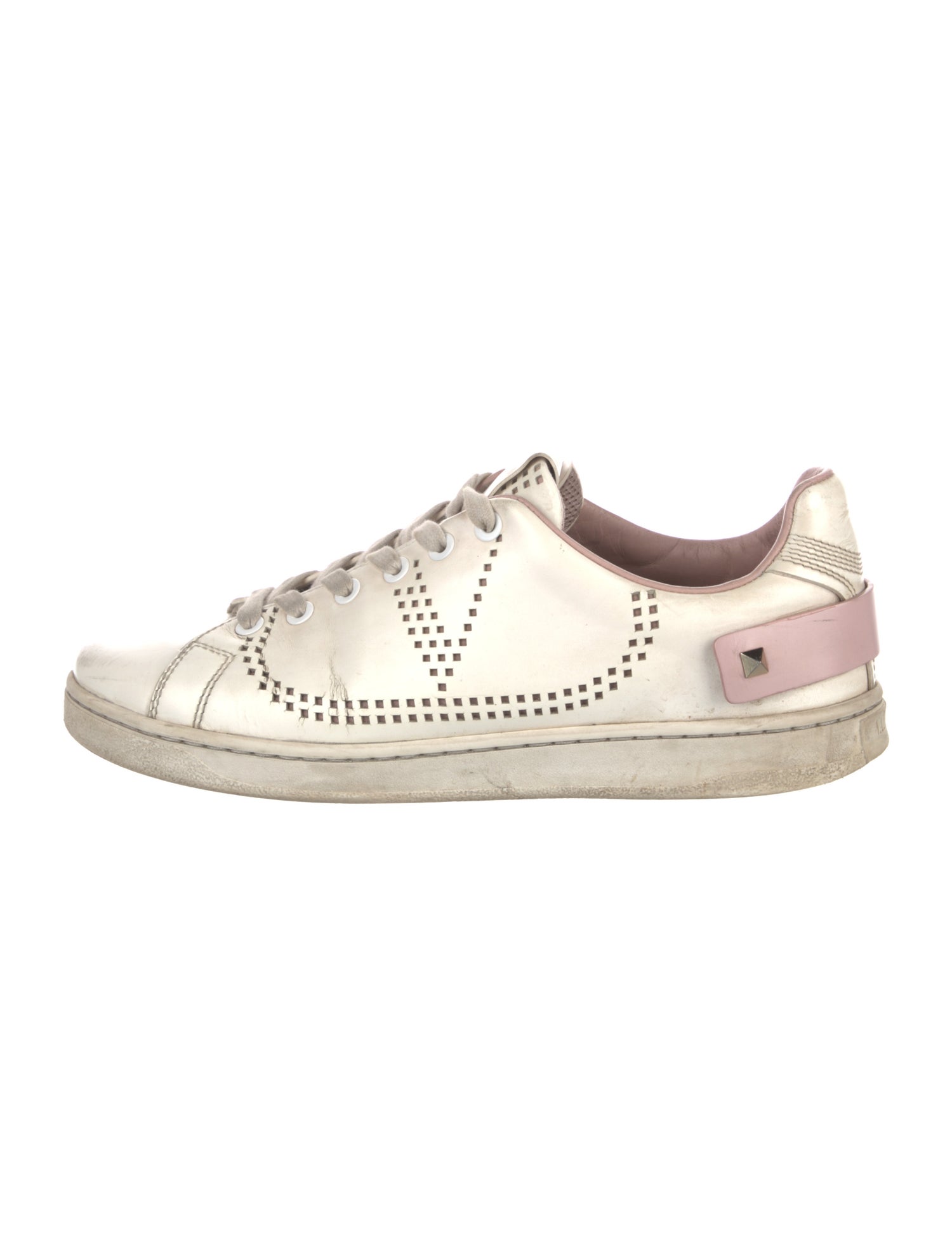 Valentino Rockstud Accents Leather Sneakers