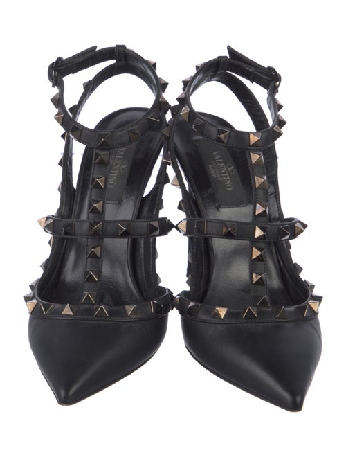 Valentino Rockstud Accents Leather T-Strap Pumps
