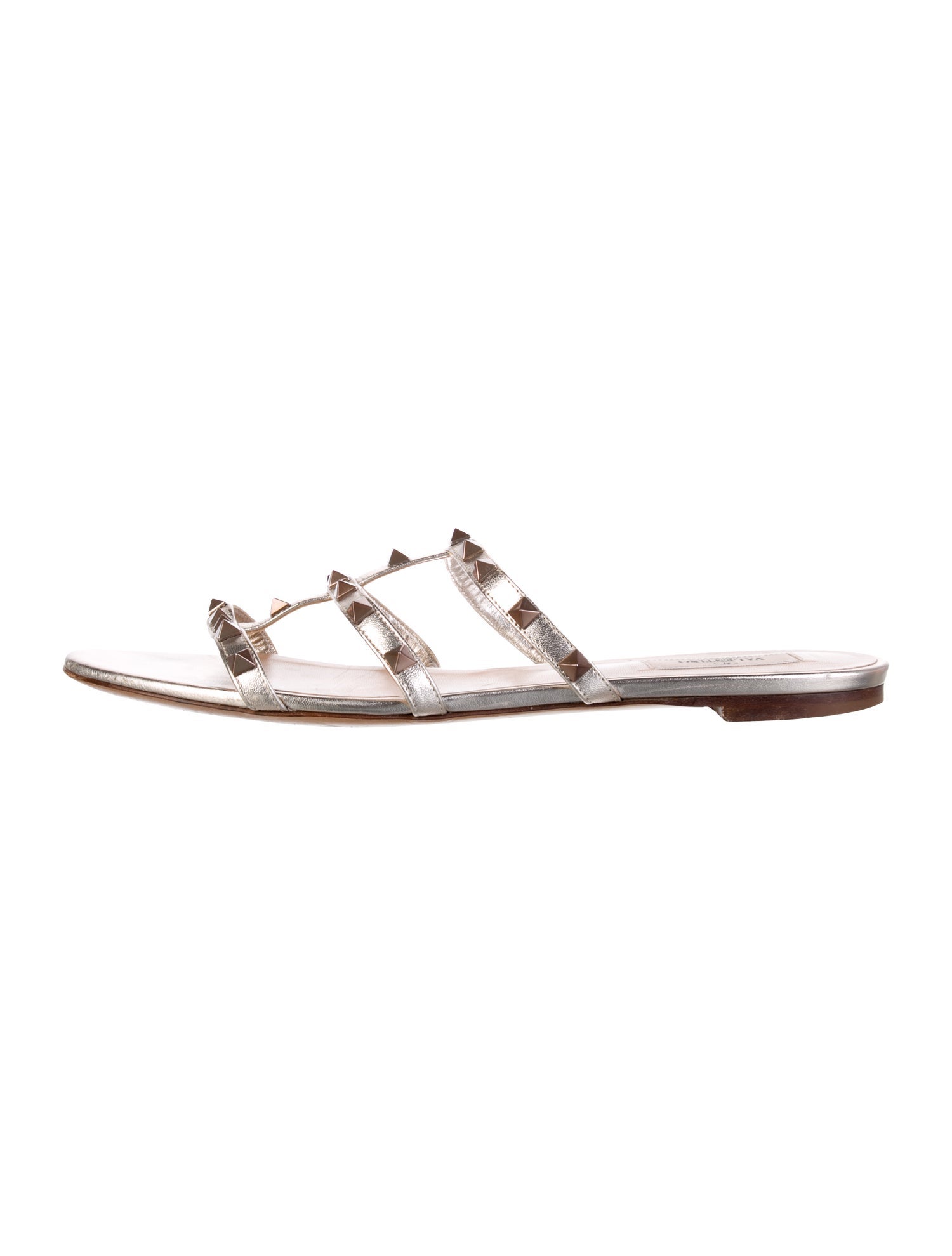 Valentino Rockstud Accents Leather Slides