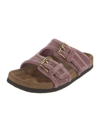 Valentino Velvet Embroidered Accent Slides