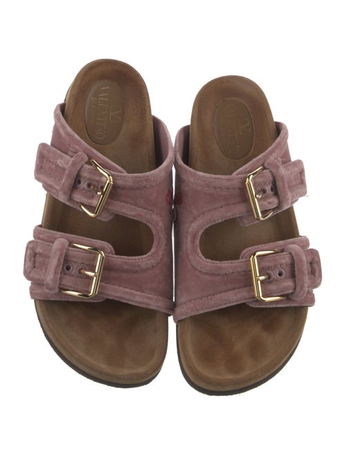Valentino Velvet Embroidered Accent Slides