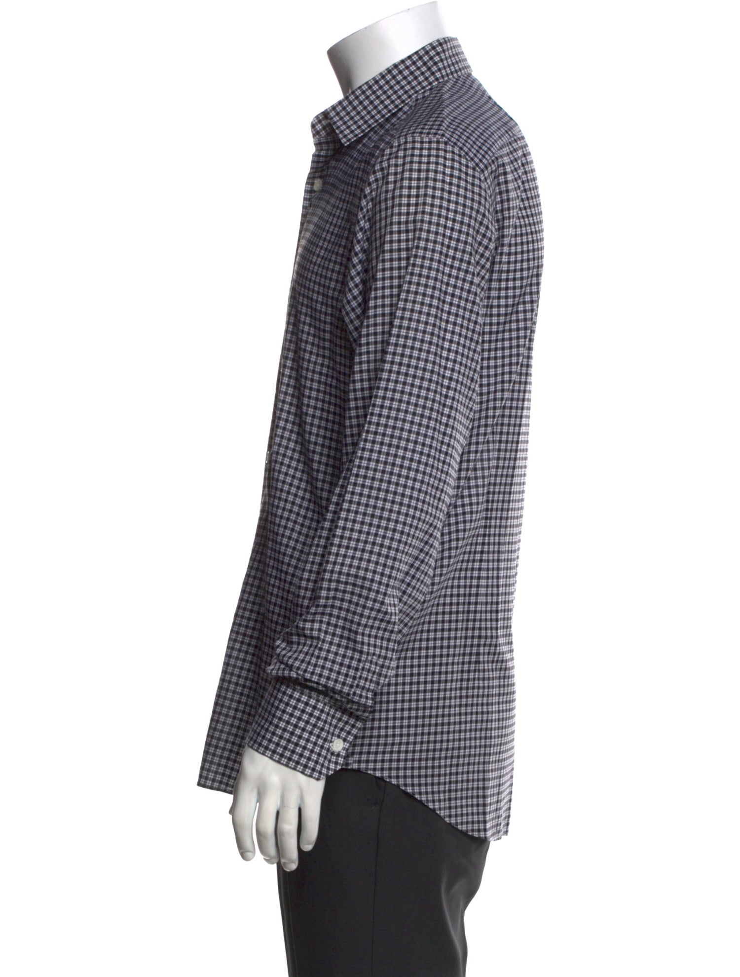 Valentino Vintage Plaid Print Dress Shirt