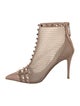Valentino Rockstud Accents Mesh Lace-Up Boots