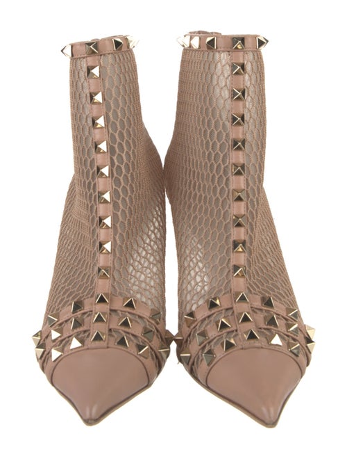 Valentino Rockstud Accents Mesh Lace-Up Boots