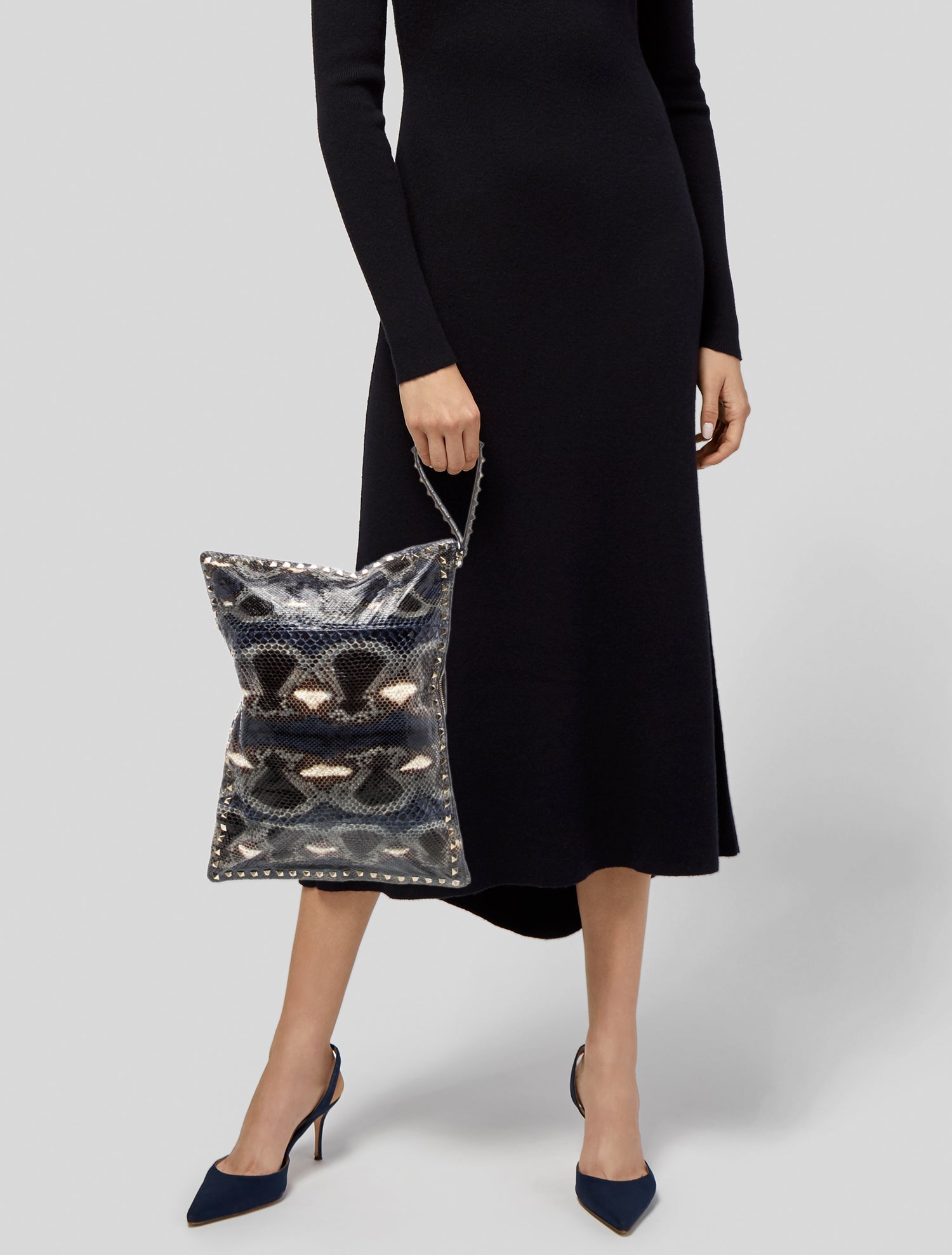 Valentino Embossed Leather Clutch