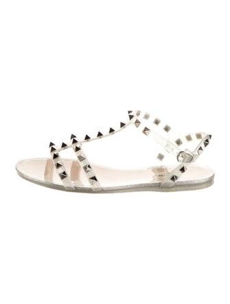 Valentino Rockstud Accents PVC T-Strap Sandals