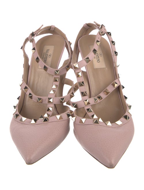 Valentino Rockstud Accents Leather T-Strap Pumps