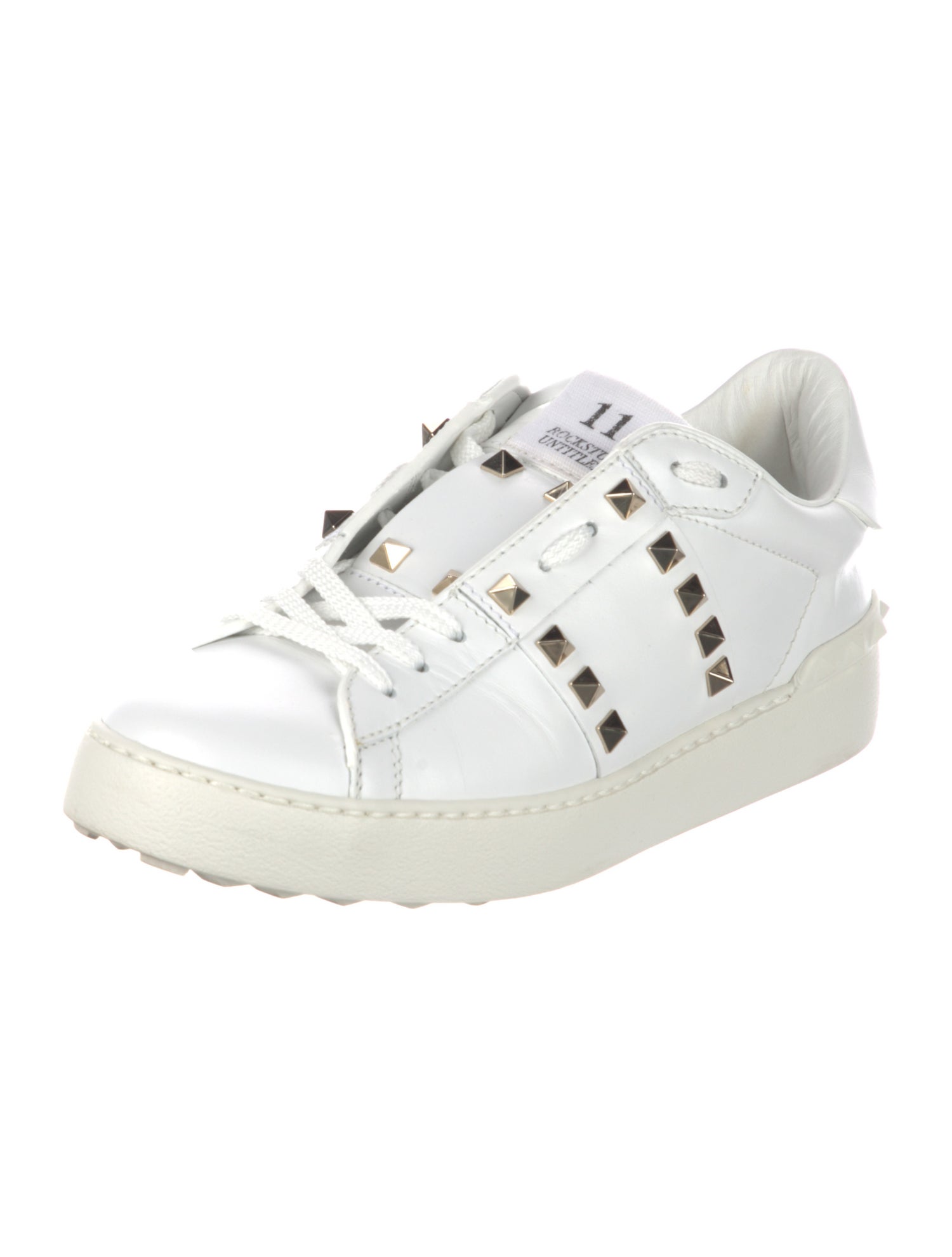 Valentino Rockstud Accents Leather Sneakers