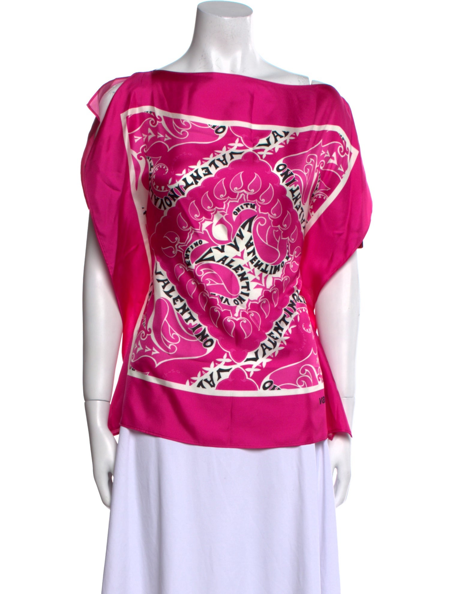 Valentino Silk Graphic Print T-Shirt w/ Tags