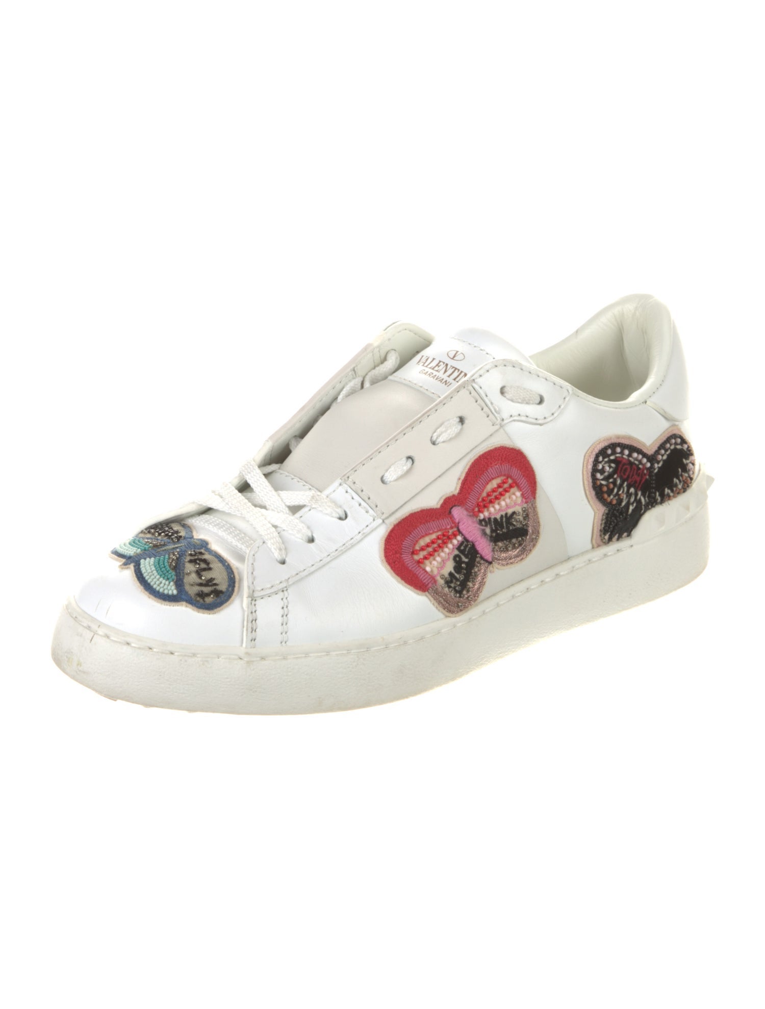 Valentino Rockstud Accents Leather Sneakers