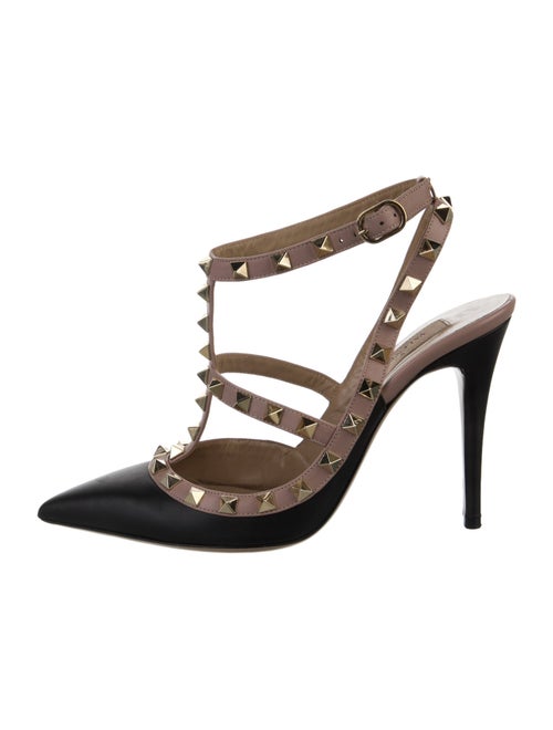 Valentino Rockstud Accents Patent Leather T-Strap Pumps