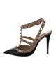 Valentino Rockstud Accents Patent Leather T-Strap Pumps