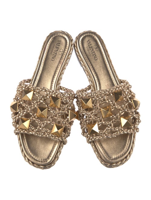 Valentino Rockstud Accents Leather Slides