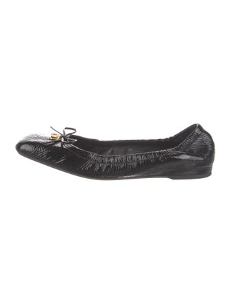 Valentino Patent Leather Bow Accents Ballet Flats