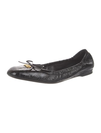 Valentino Patent Leather Bow Accents Ballet Flats