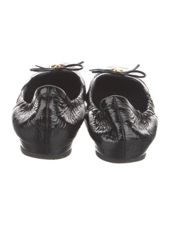 Valentino Patent Leather Bow Accents Ballet Flats