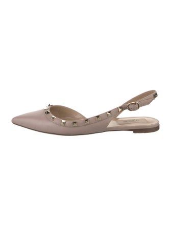 Valentino Rockstud Accents Leather Slingback Flats